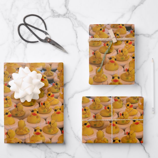 Yellow Rubber Ducks Animal Pattern  Wrapping Paper Sheets (Front)