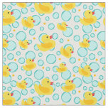 Yellow Rubber Ducks Bubbles Bathtime Pattern Fabric
