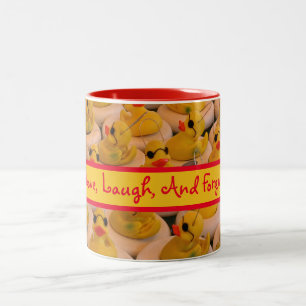 Yellow Rubber Ducks Cute Inspirational  Two-Tone Coffee Mug