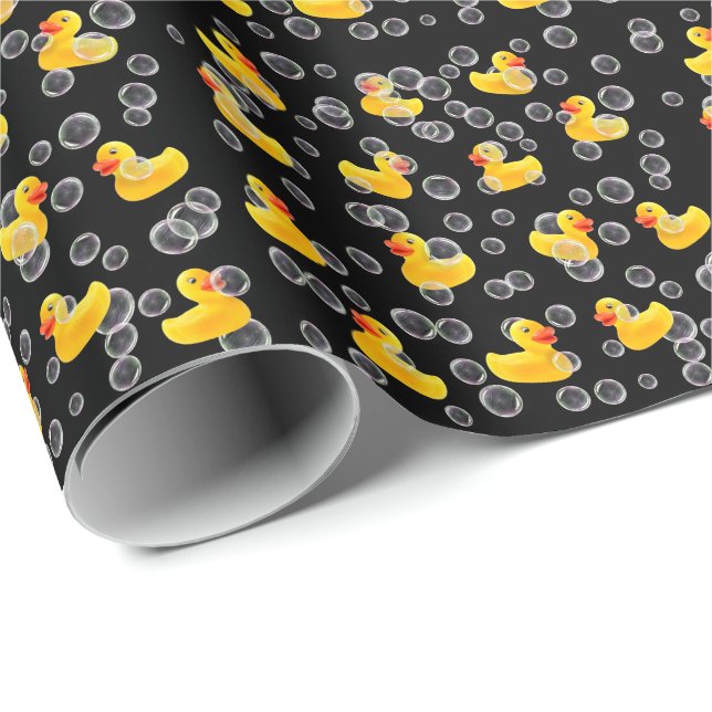 Yellow rubber ducks in bubbles wrapping paper (Roll Corner)