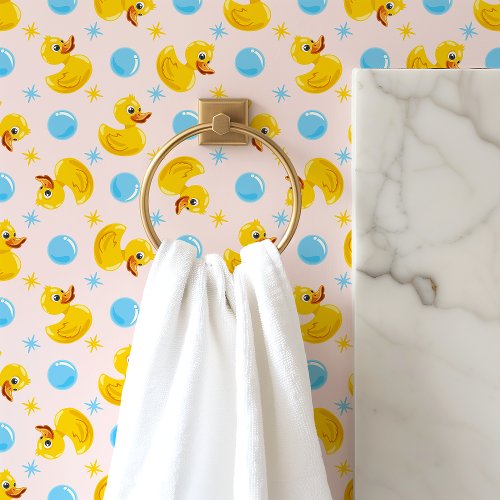 Yellow Rubber Ducks On Pink  Wallpaper