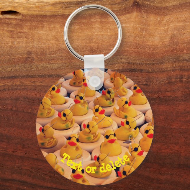Yellow Rubber Ducks Personalized Keychain (Front)