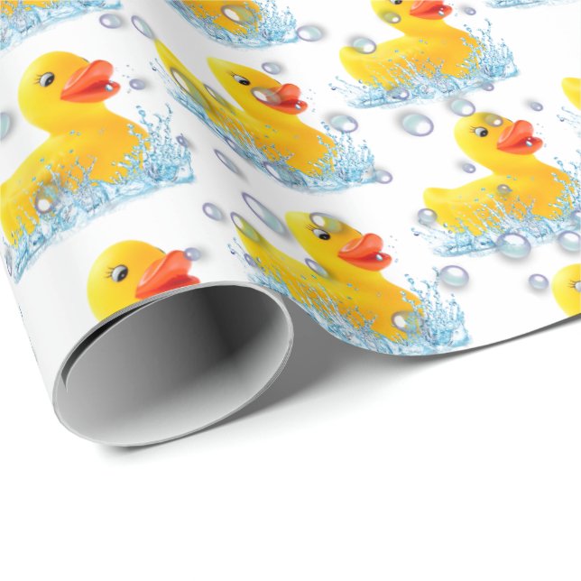 Yellow Rubber Ducks With Bubbles Wrapping Paper (Roll Corner)