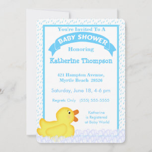 Yellow Rubber Ducky Baby Shower Invitation