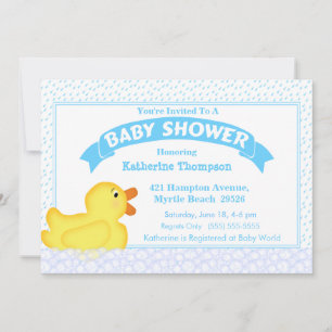 Yellow Rubber Ducky Baby Shower Invitation