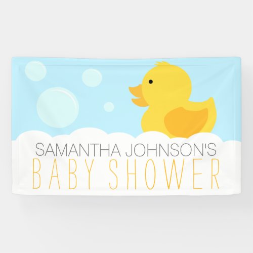 Yellow Rubber Ducky Bubble Bath Baby Shower Banner