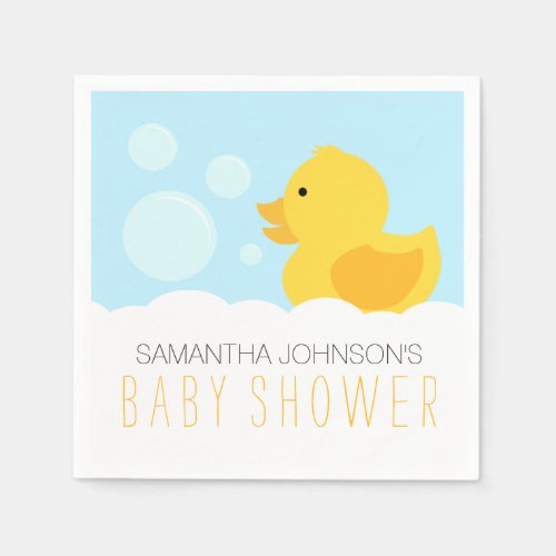 Yellow Rubber Ducky Bubble Bath Baby Shower Napkins