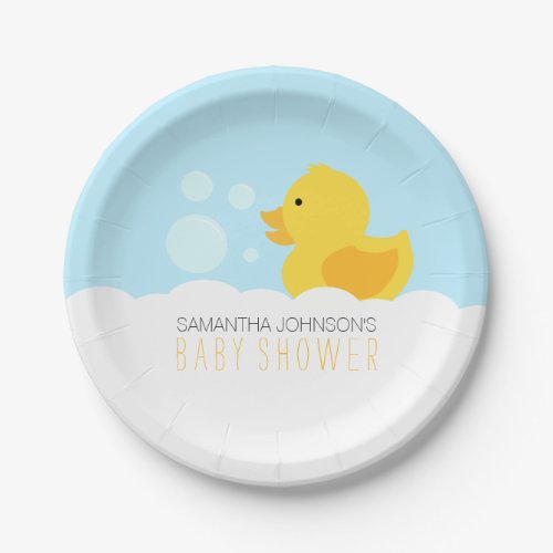 Yellow Rubber Ducky Bubble Bath Baby Shower Paper Plates