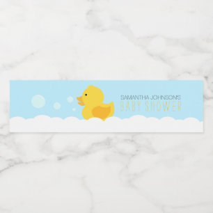 Yellow Rubber Ducky Bubble Bath Baby Shower Water Bottle Label