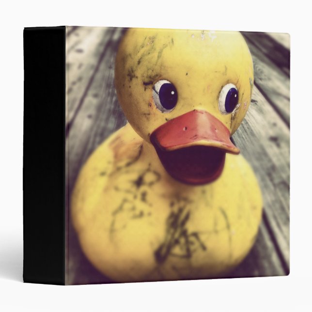 Yellow Rubber Ducky Covered in Dirt! 3 Ring Binder (Front/Spine)