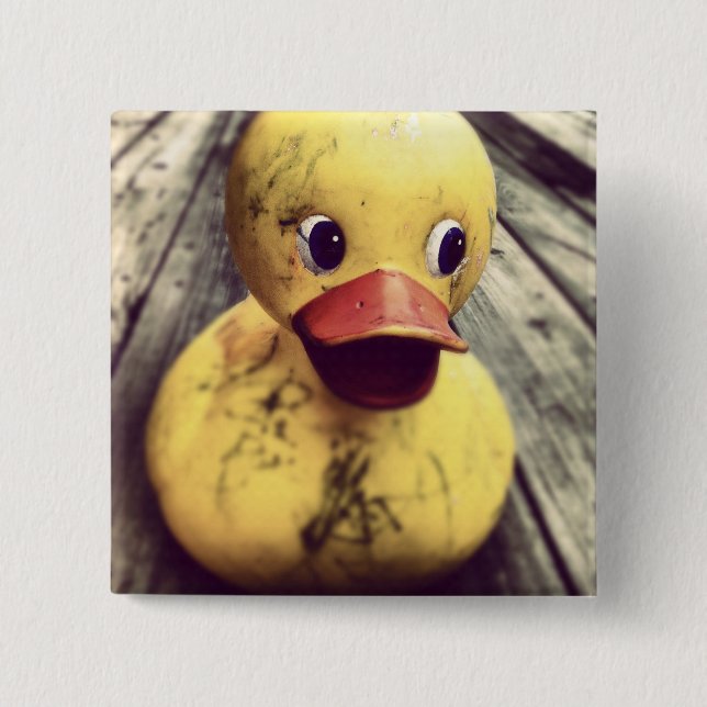Yellow Rubber Ducky Covered in Dirt! Button (Front)