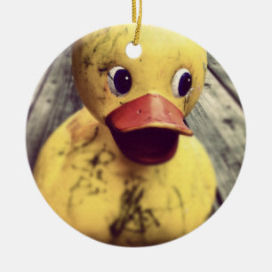 Yellow Rubber Ducky Covered in Dirt! Ceramic Ornament