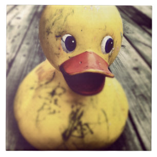 Yellow Rubber Ducky Covered in Dirt! Ceramic Tile