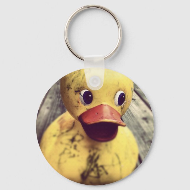 Yellow Rubber Ducky Covered in Dirt! Keychain (Front)