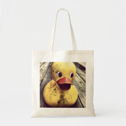 Yellow Rubber Ducky Covered in Dirt Tote Bag