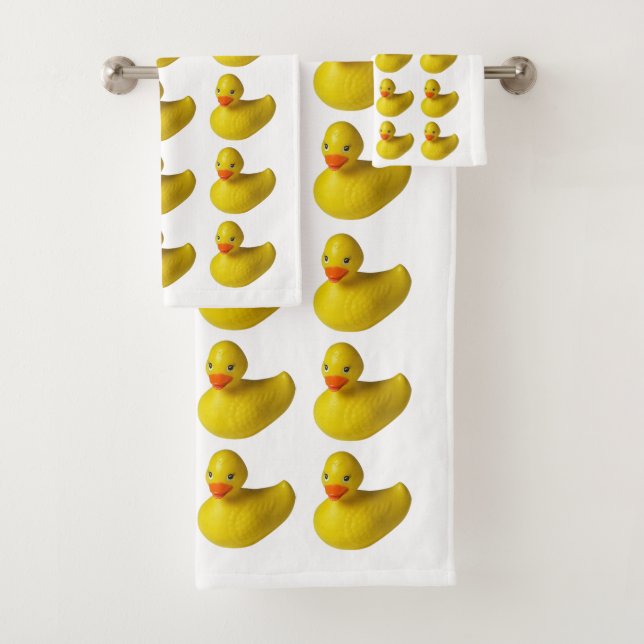 Yellow Rubber Ducky Duck Fun Kids Bath Time Towel Set (Insitu)