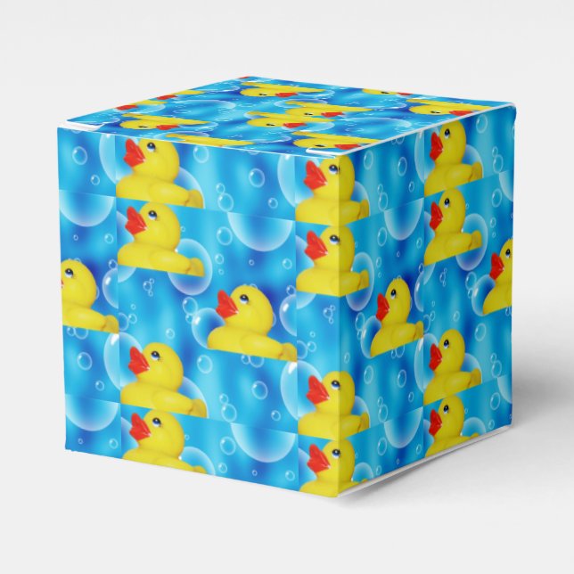 Yellow Rubber Ducky in Bubbles Favor Boxes (Front Side)