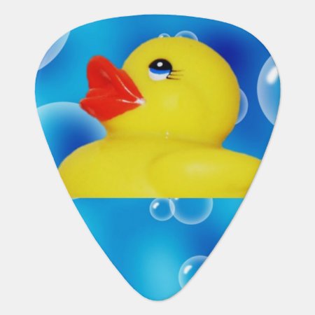 Yellow Rubber Ducky In Bubbles Guitar Pick