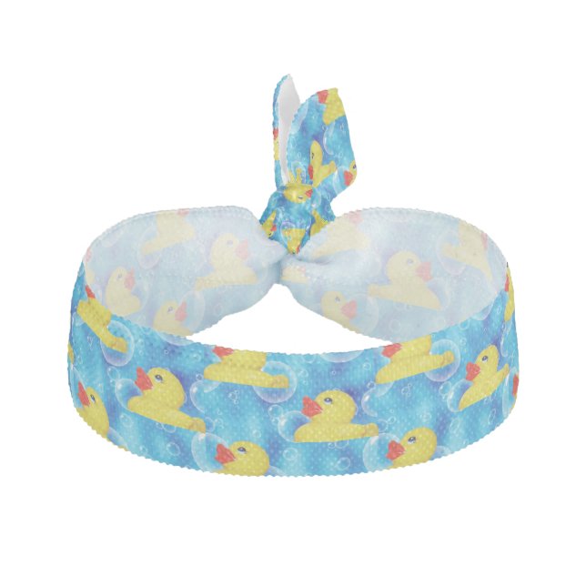 Yellow Rubber Ducky in Bubbles Hair Tie (Front)