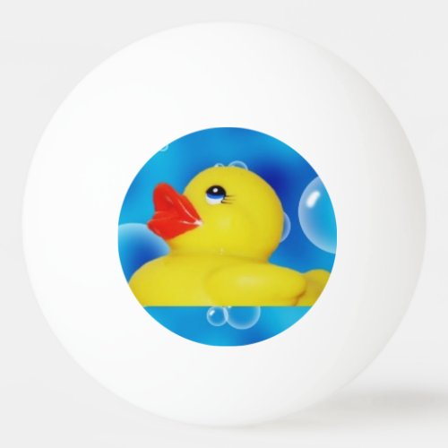 Yellow Rubber Ducky in Bubbles Ping Pong Ball