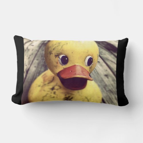 Yellow Rubber Ducky Needs a Bath Lumbar Pillow