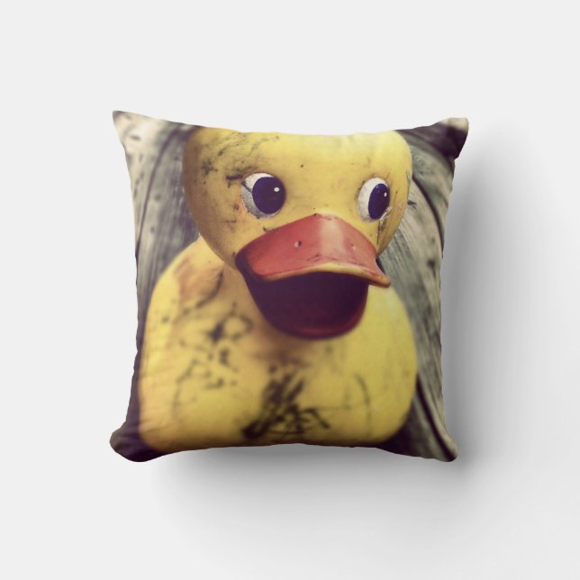 Yellow Rubber Ducky Needs a Bath! Throw Pillow (Front)