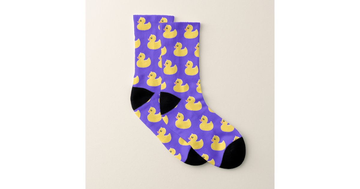 Patterned Purple Socks: Rubber Duck