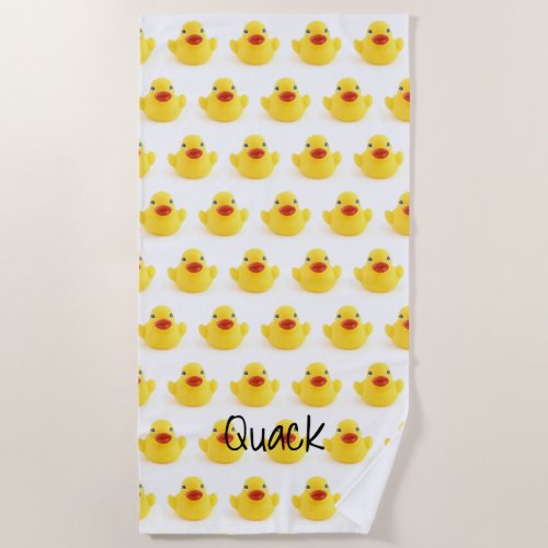 Yellow Rubber Ducky Quack Beach Towel