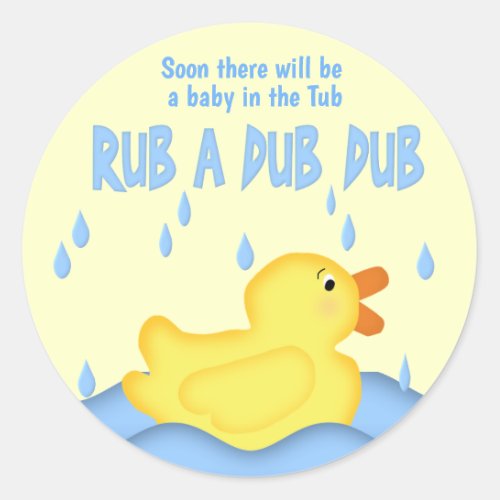 Yellow Rubber Ducky Rub A Dub Dub Classic Round Sticker