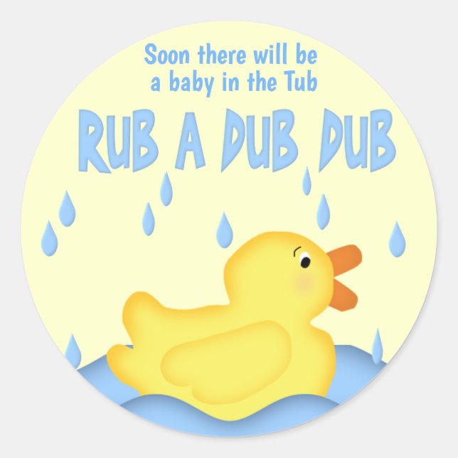 Yellow Rubber Ducky Rub A Dub Dub Classic Round Sticker (Front)