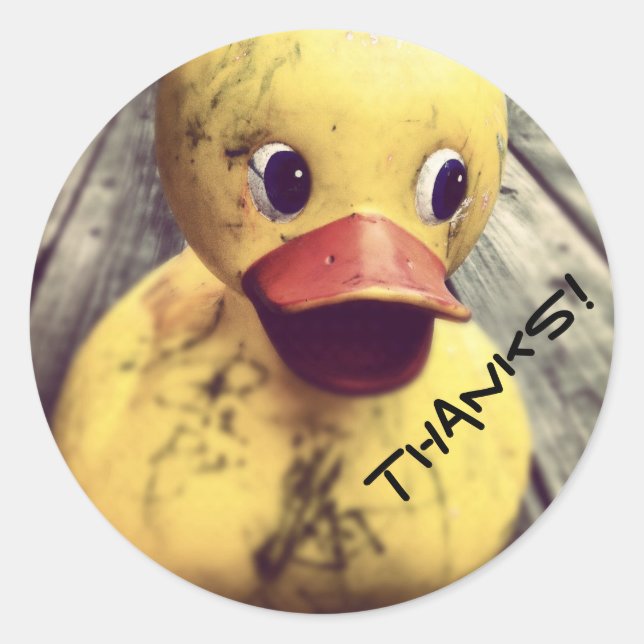 Yellow Rubber Ducky Thanks! Classic Round Sticker (Front)