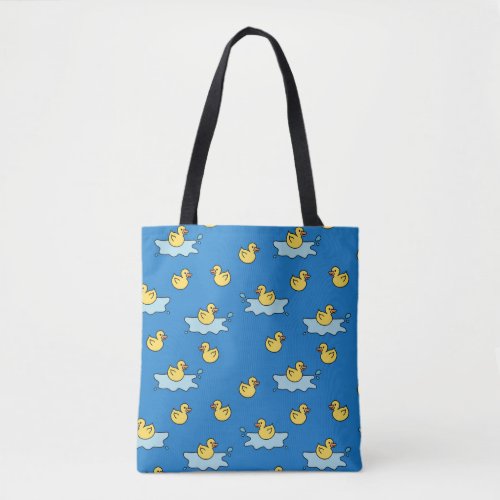 Yellow rubber ducky toy tote bag