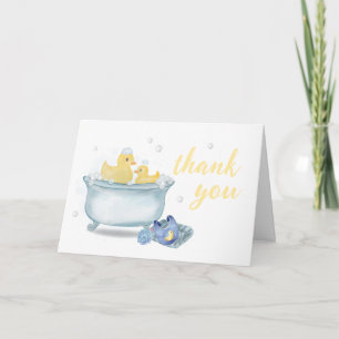 Yellow Rubber Mommy Duck Bathtub Baby Shower Thank You Card