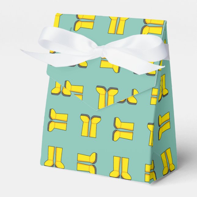 Yellow Rubber Rain Boots Favor Boxes (Front Side)