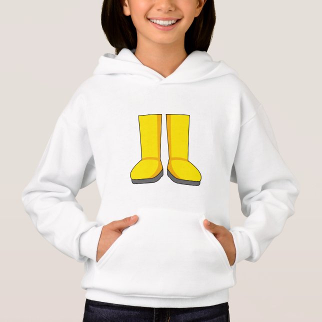 Yellow Rubber Rain Boots Hoodie (Front)