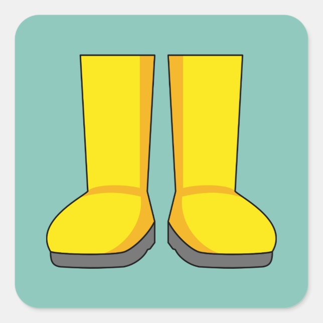Yellow Rubber Rain Boots Square Sticker (Front)