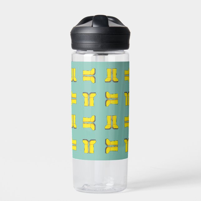 Yellow Rubber Rain Boots Water Bottle (Front)