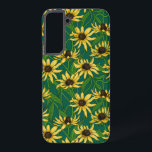 Yellow Rudbekia on dark green Samsung Galaxy S22  Case<br><div class="desc">Hand-painted cvector pattern with yellow rudbekia flowers</div>