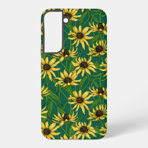 Yellow Rudbekia on dark green Samsung Galaxy S22+ Case