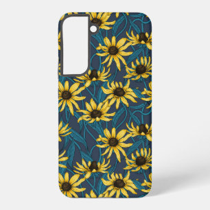Yellow Rudbekia on navy Samsung Galaxy S22+ Case