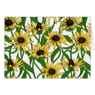 Yellow Rudbekia on white Cards
