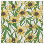 Yellow Rudbekia on white Fabric