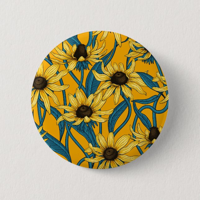 Yellow Rudbekia on yellow Button (Front)