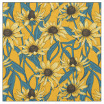 Yellow Rudbekia on yellow Fabric