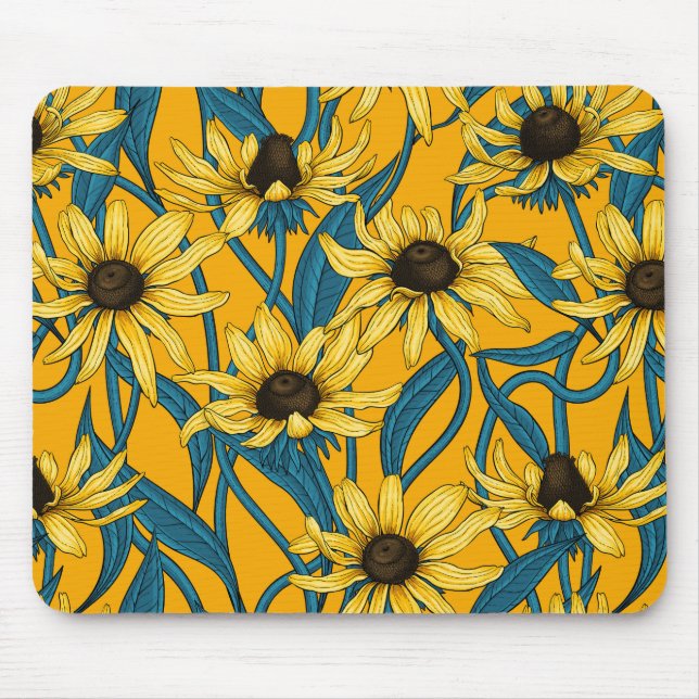 Yellow Rudbekia on yellow Mouse Pad (Front)