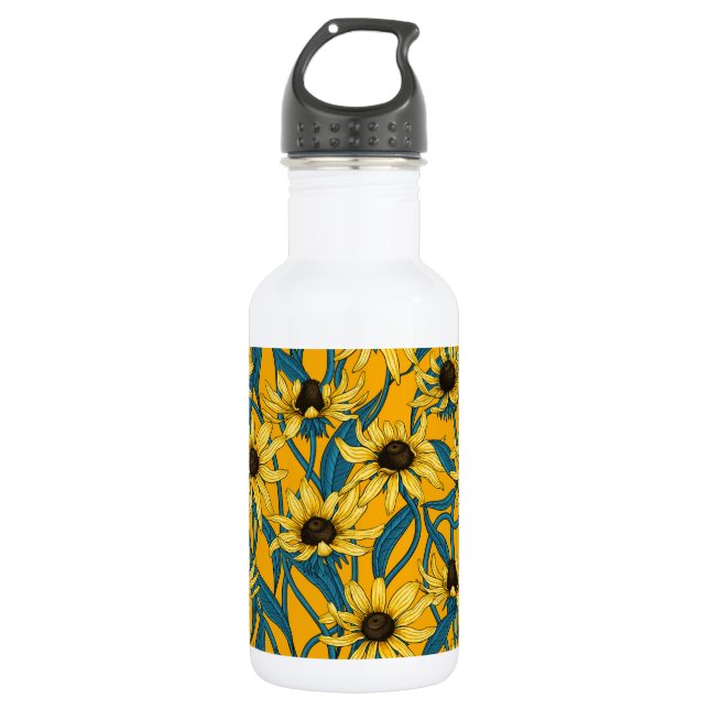 Yellow Rudbekia on yellow Stainless Steel Water Bottle (Front)