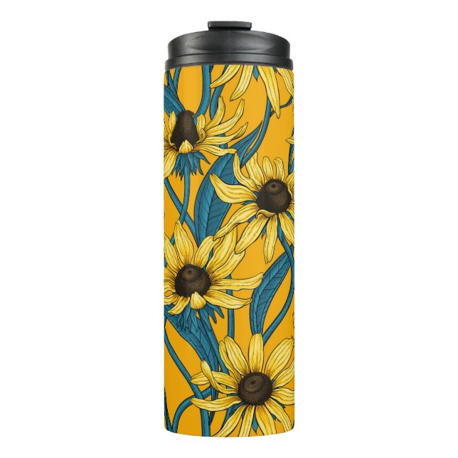 Yellow Rudbekia on yellow Thermal Tumbler (Front)