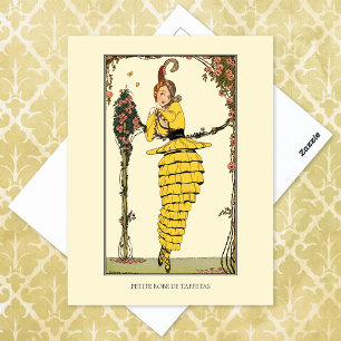 Yellow Ruffled Dress Wegener French Fashion Postcard