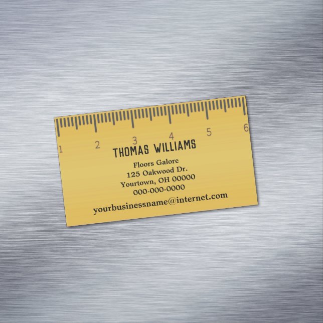 yellow ruler graphic business card magnet (In Situ)