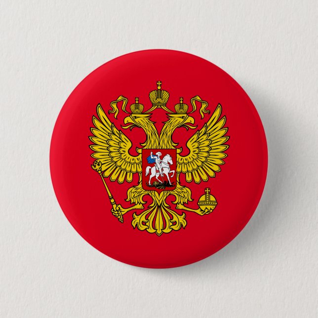 Yellow Russian Imperial Double Headed Eagle Emblem Button (Front)